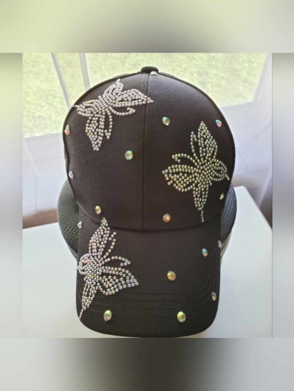 Pretty Rhinestone Butterfly Baseball Cap - New